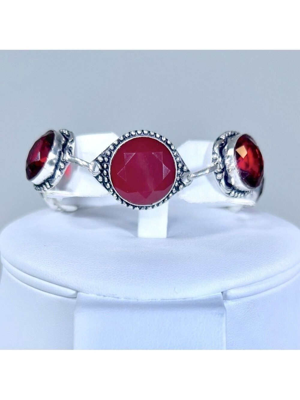 Garnet Ruby 925 Circles Bracelet